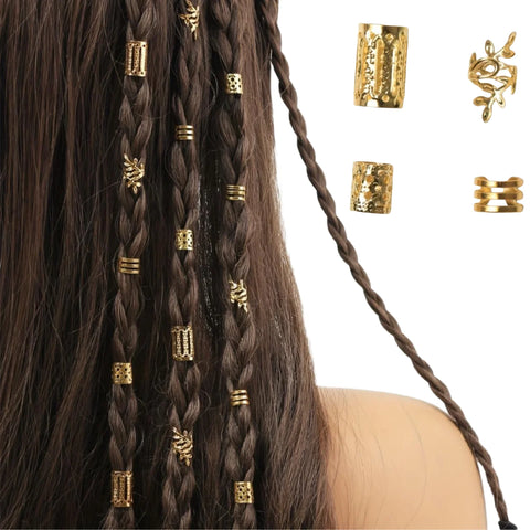 40/80PCS Elegant Hollow Out Hair Rings  For Women Girls DIY Hair Accessories Loc Hair Jewelry for Braids