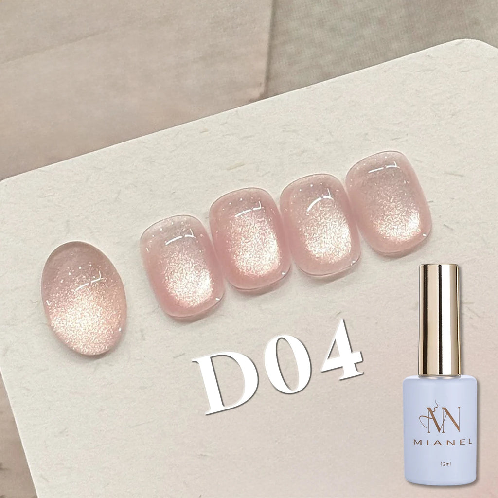 MIANEL 12ML 1-12pcs Jiannan Bistro Cat Eye Gel Nail Polish Blue Nails White Nails Pink Nails Nail Art Use Nail Supplies
