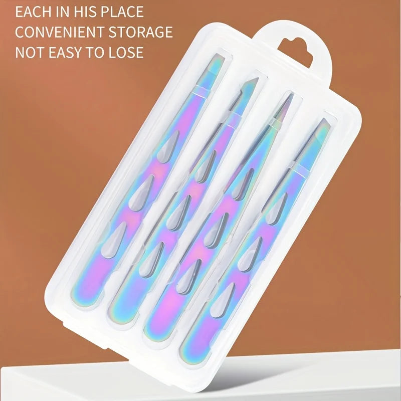 Professional Tweezers for Eyebrows & Beards Stainless Steel Precision Tweezers with Ergonomic Handle Eyebrow Clip