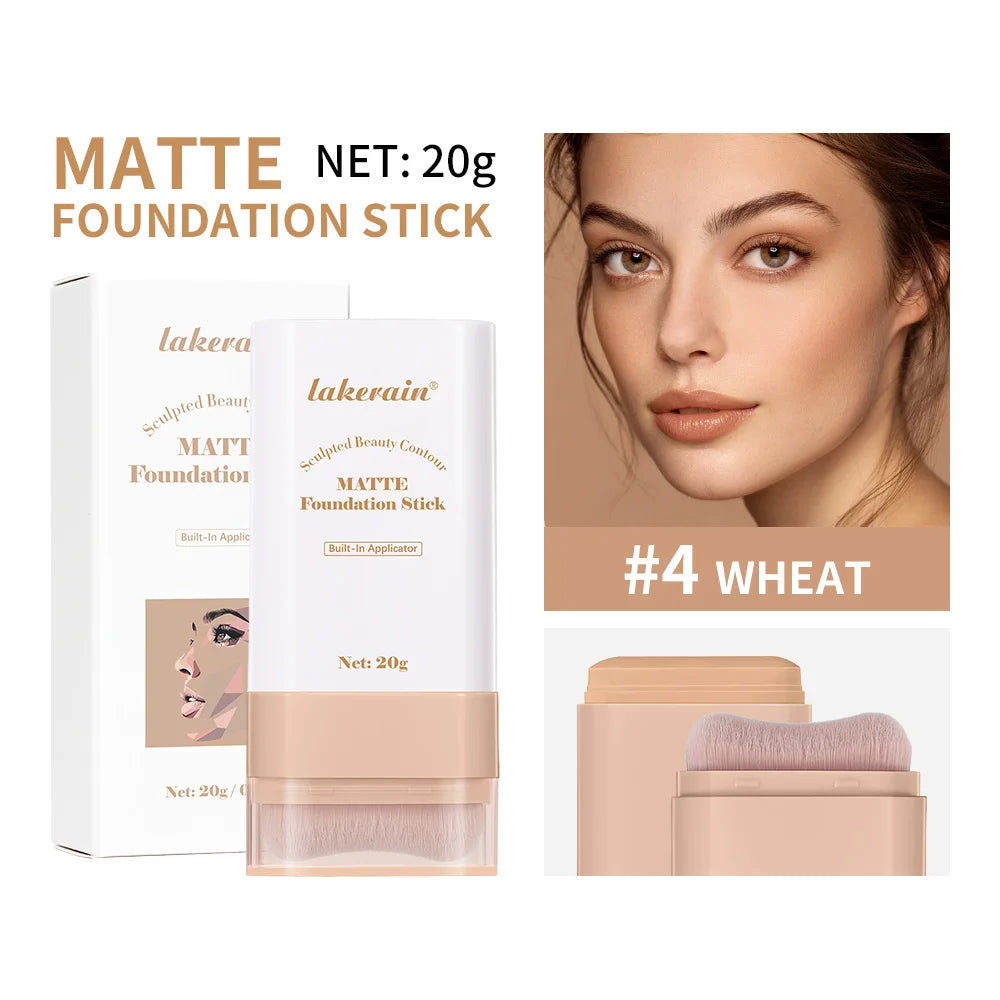Skin Tint Foundation Stick with Brush Multi Use Matte Waterproof Long Lasting Oil Control Thin Coverage for Blemishes Concealer
