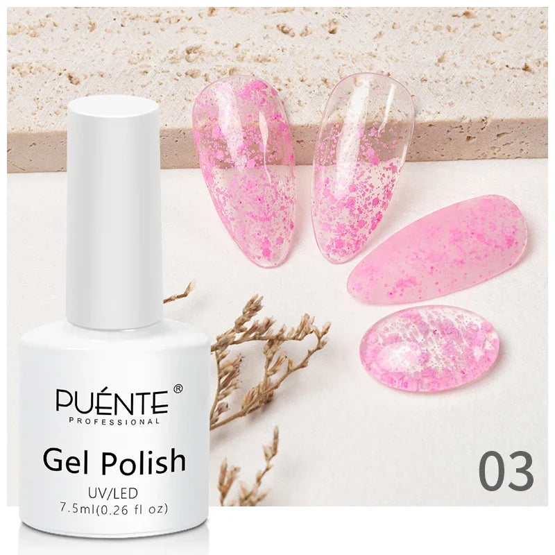 PUETNE 7.5ML Amber Moonlight Cat Magnetic Gel Nail Polish Winter Nails Jelly Glass Cat Eye Soak Off UV Semi-Permanent Varnish