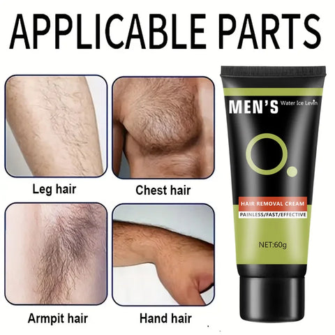 Hair Removal Cream - Mild and Effective, Suitable for Chest, Arms, Beard and Armpits, No Beverage Required, 60g