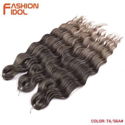 Anna Hair Synthetic Loose Deep Wave Braiding Hair Extensions 24 Inch Water Wave Braid Hair Ombre Blonde Twist Crochet Curly Hair