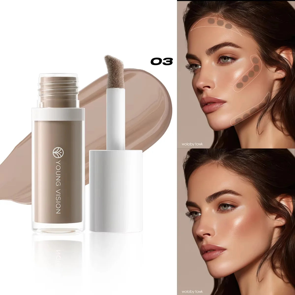 4-Color 3D Face Contour Liquid Bronzer Shade Smooth Highlight Mirror Lasting Natural Nose Shadow Waterproof Brighten Makeup