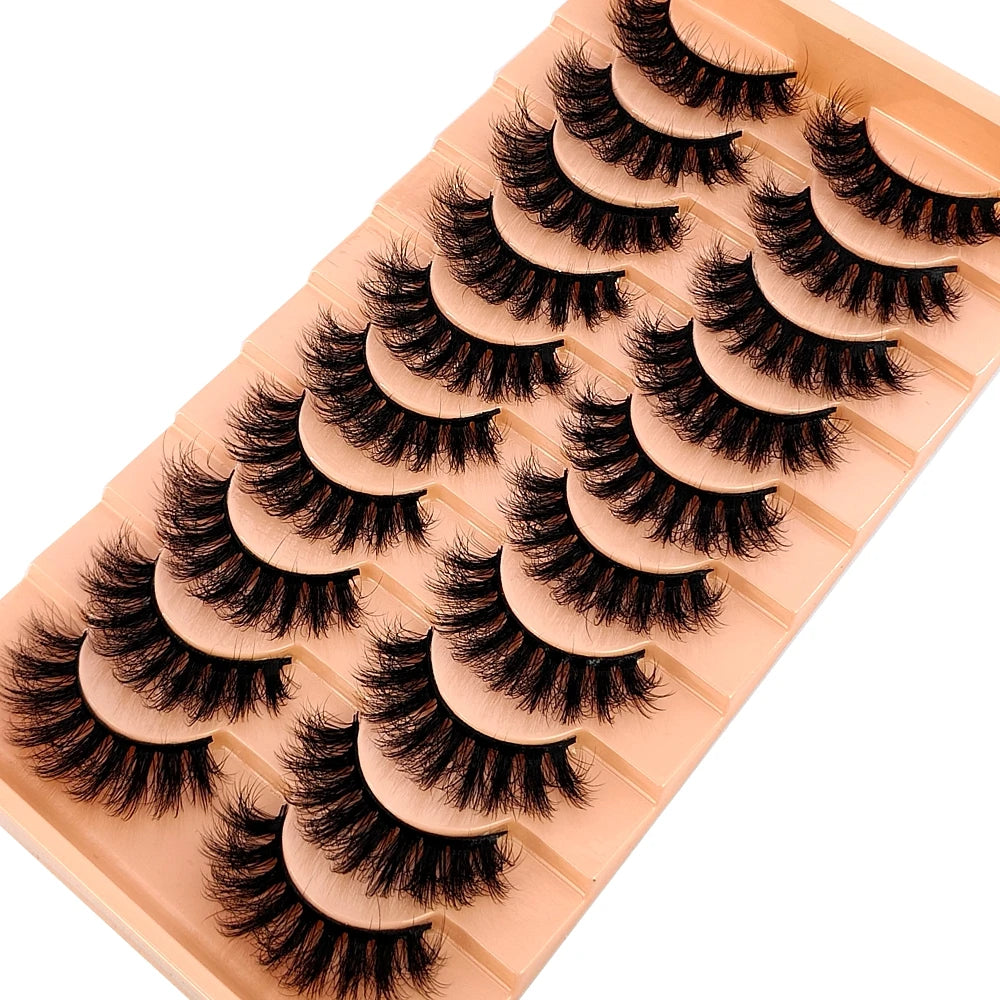 10 pairs of Russian striped eyelashes fluffy artificial mink eyelashes 3D fake eyelashes Russian curly eyelashes fake eyelashes