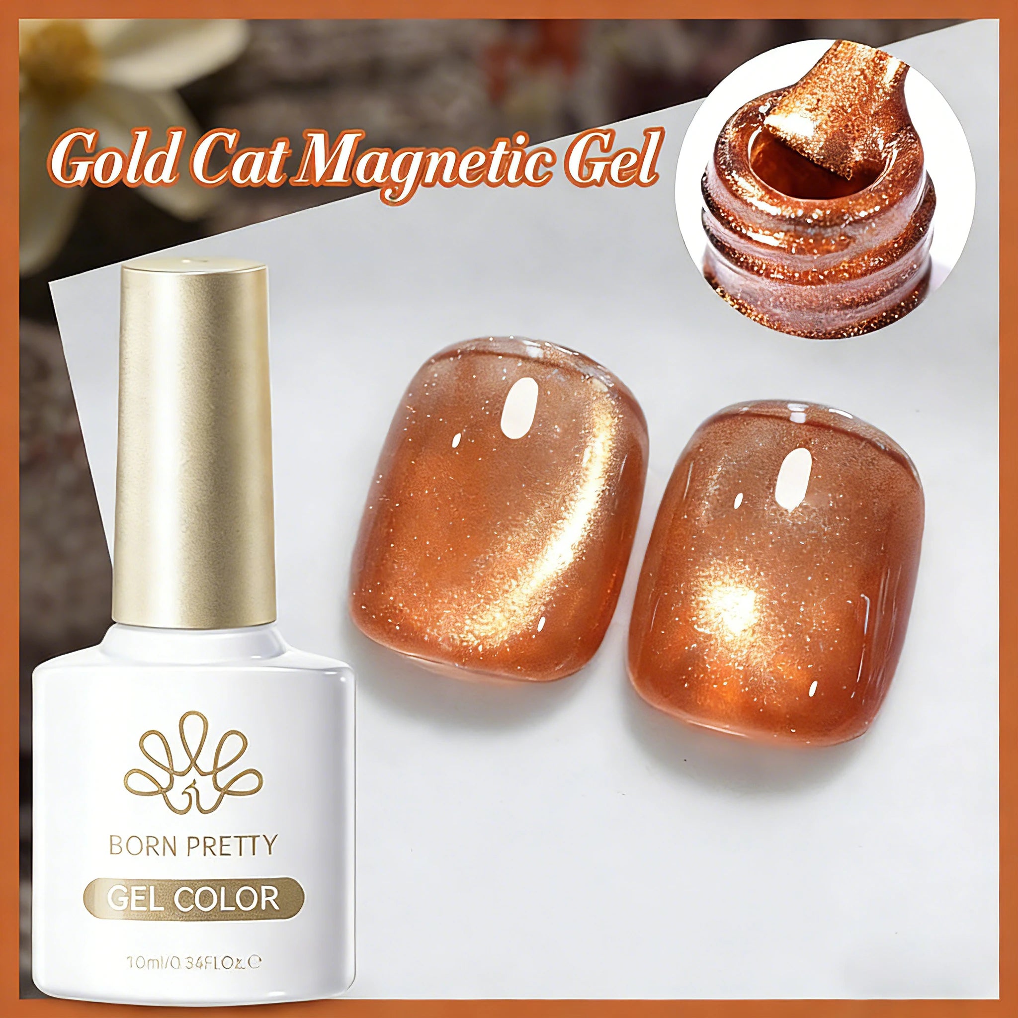 BORN PRETTY 10ml Black Glass Cat Magnetic Gel Nail Polish Punk Style Nail Art Manicure Varnis Semi Permanent Gel for Winter Nail
