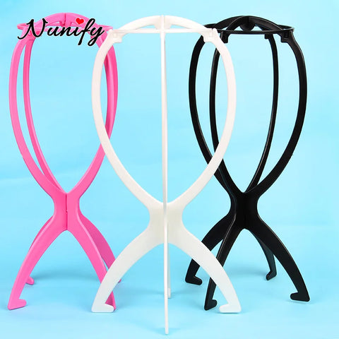 Nunify Plastic Wig Stand Portable Wig Head Stand Black Pink Wig Hang Holder Stand Durable Hair Display Tools Wig Accessories