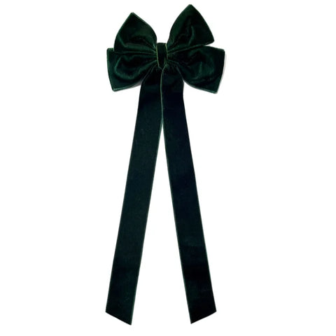 Velvet Hair Clip for Women Elegant Handmade Black Red Green Double Bows Barrette Pin Long Tassel Hair Accessories Christmas Gift