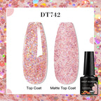 MEET ACROSS 7ml Red Blue Green Metallic Gel Nail Polish Super Bright Mirror Effect Semi Permanent LED UV Gel Nail Art Varnish