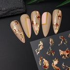 Nails Stickers Purple Blue Brown Ink Design Decals Gold Decorations Art Self-Adhesive Holographic Gel Slider Manicure Supplies