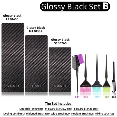SHKALLI Professional Carbon Fibre Hair Balayage Board and Brush Set Hair Dyeing Tool Kit for Hairdressers