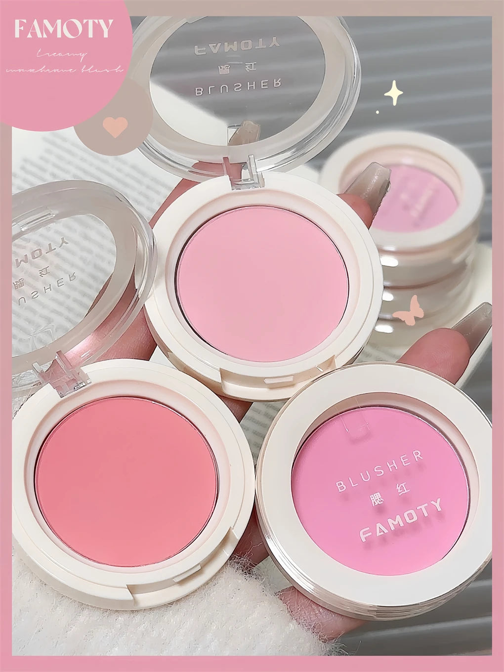 Monochrome Milk Peach Face Blush Pallete Mineral Pigment Cheek Blusher Powder Makeup Professional Contour Shadow Pink Blusher