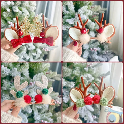 Christmas Hair Clips for Women Girls Antler Deer Ear Hairpin Hairgrips Kids New Year Barrettes Hair Accessories Jewelry