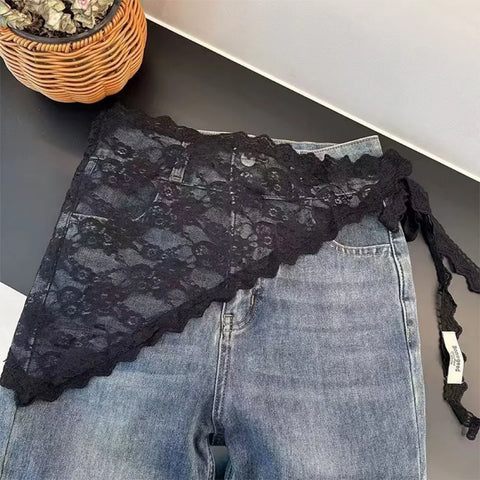 Lace Trim Hair Scarf Triangle Short Skirt Half Skirt Butt Curtain Skirt Lace Trim Apron Soft Lace Stacked Spring Headscarf