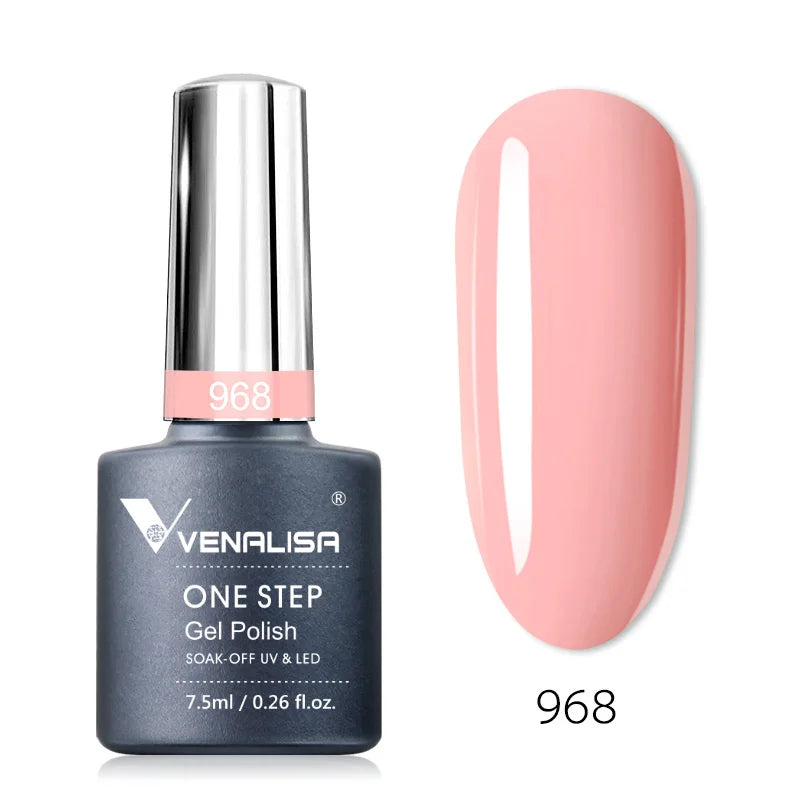 3 in 1 VENALISA  One Step Nail Gel Polish Full Coverage Gorgeous Color Soak off UV LED Nail Gel Varnish Nail Art Salon Lacquer