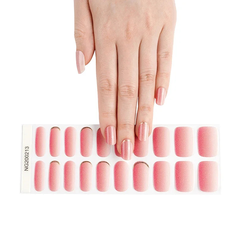 Leopard Semi-Cured Gel Nail Strips Simple Transparent Color Adhesive Long Lasting Gel Nail Stickers Harden In UV Lamp Need