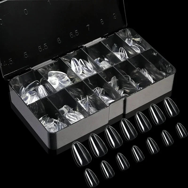 250/500/600pcs Soft Gel False Tips Natural Sculpted Ballet Coffin Almond Fake Nails Full Cover Press On Nails DIY Nail Supplies