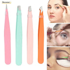 Eyebrow Tweezers Set 4Pcs Colorful Stainless Steel Slant Tip Precision Hair Removal Professional Beauty Tool