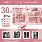 New Manicure Set 30 in 1 Nail Clippers Set Nail Manicure Kit for Women RedFlow Toenail Clippers,Pedicure Kit Pedicure Tools