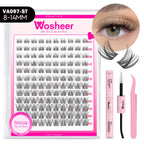 WOSHEER Lash Clusters Manga Lash Clusters Kit Clear Fairy Eyelash Clusters Wet-Look Spiky Anime Lashes Individual Lashes