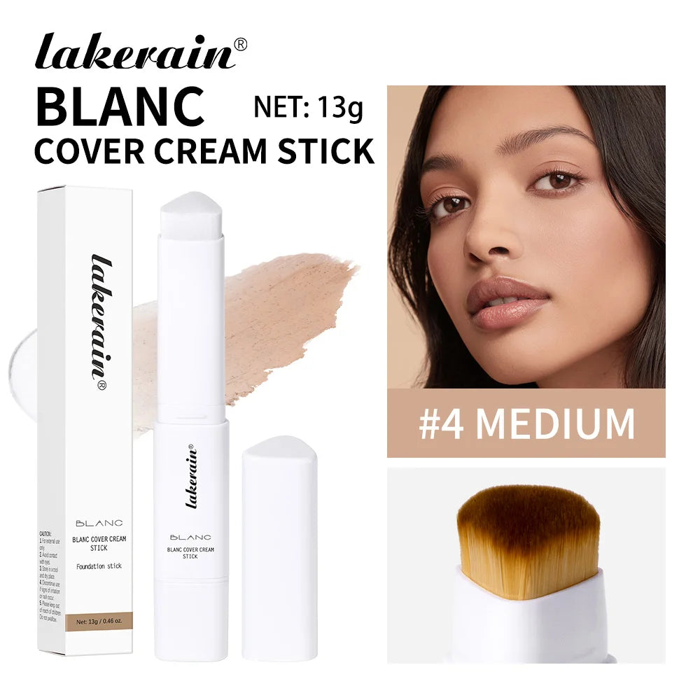 Waterproof Blanc Cover Cream Stick Dual-ended Design Creamy Texture Concealer Foundation Buildable Coverage Face Base Makeup