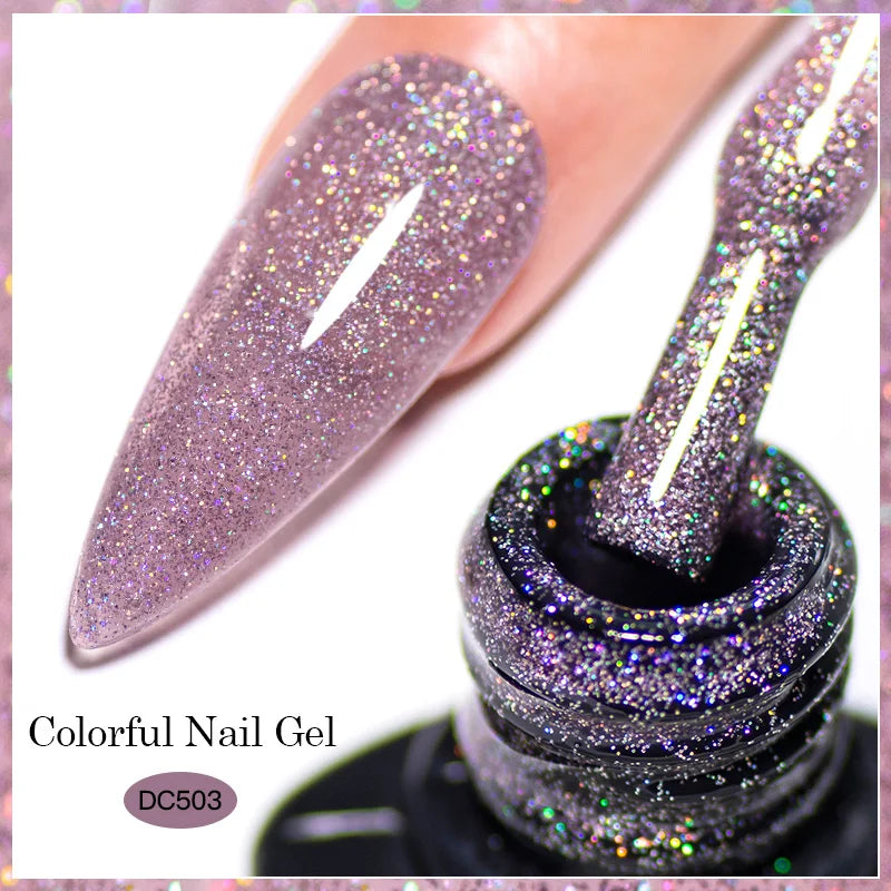 7ml Champagne Gold Sliver Reflective Nail Gel Polish Sparkling Shining Glitter Pink Red Nail Supplies Semi Permanent Gel Varnish