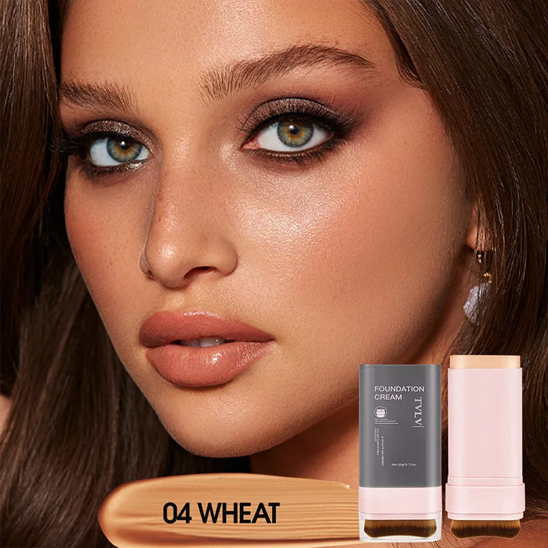 Concealing Foundation Stick 5 Shades With Built-In Brush,  Brighten Lightweight and Waterproof Formula Face Contour Stick Makeup