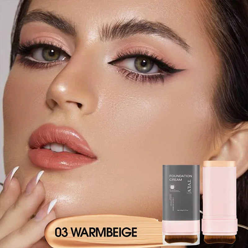 Concealing Foundation Stick 5 Shades With Built-In Brush,  Brighten Lightweight and Waterproof Formula Face Contour Stick Makeup