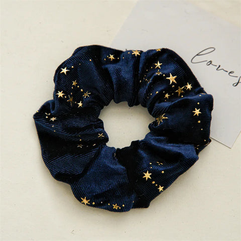 YHJ Velvet Star Scrunchies Elastic Hair Bands Women Girls Headbands Ponytail Holder Hair Ties Winter Fashion Hair Accessories