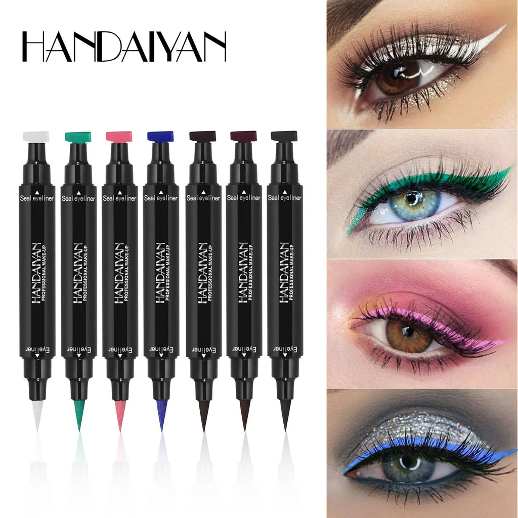 Black Eyeliner Stamp Triangle Dual-ended Liquid Eyeliner Waterproof Sweat-proof Quick Dry Eyeliner Makeup Seal Tool Cosmetics