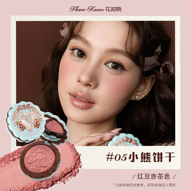 Flower Knows All series Swan Ballet Velvet Embossed Blush Matte Makeup Pressed Blusher Powder Pallet Women Gift Set