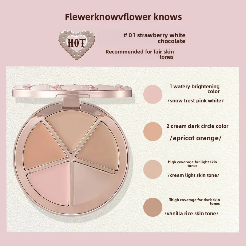 Sweetie Bear 4-Color Concealer Palette Flower Knows Face Makeup Set Spot Correcting Highlighting Contouring Beauty Makeup Tool