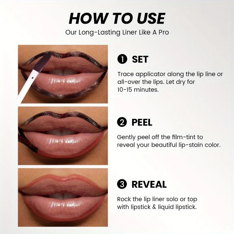 Rose Pink Peel Off Liquid Lipstick Waterproof Long Lasting LipGloss Matte Outline Contour Tattoo Lip Tear Pull LipLiner Cosmetic