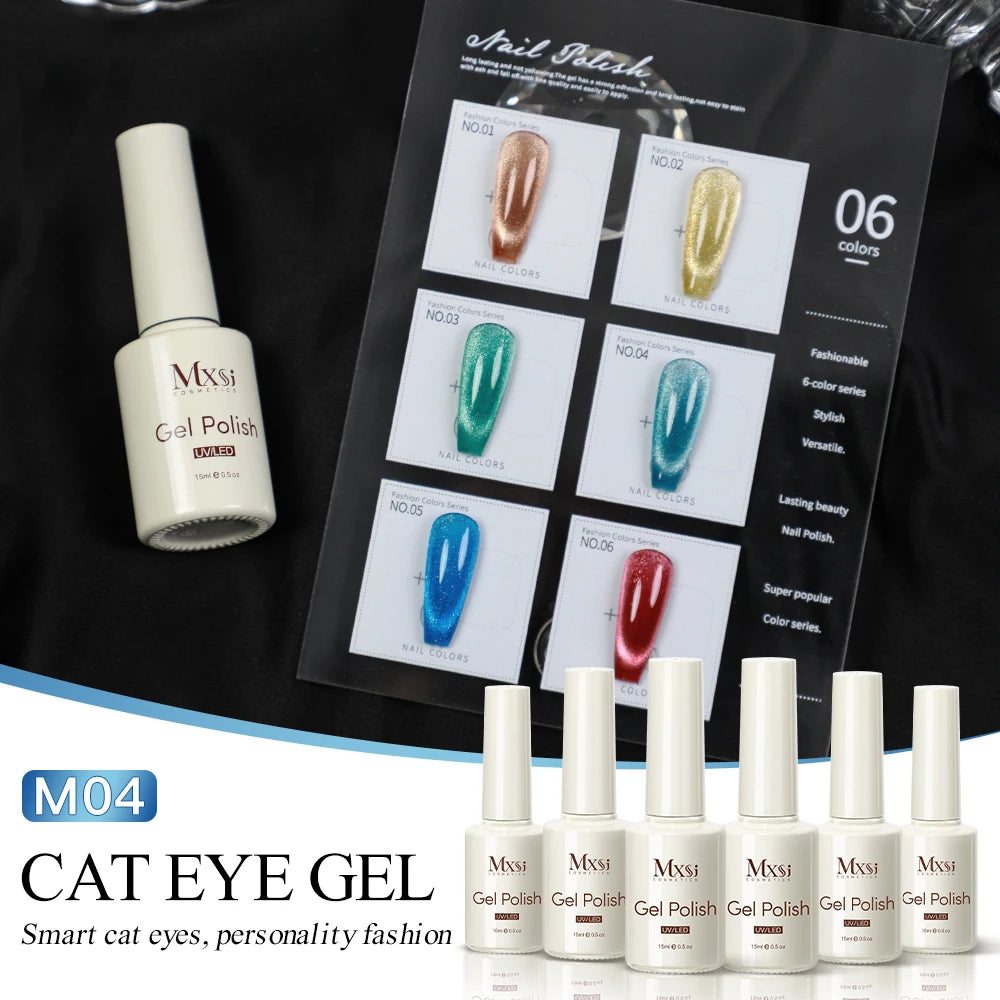 Magnetic Cat Eye Gel Nail Polish Set Red Pink UV Soak Off Gel Varnish Crystal 15ml Cat Eye Gel Lacquer Art Nails With Display