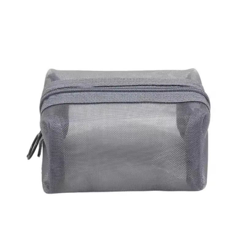 Mini Clear Nylon Mesh Cosmetic Bags Cute Women Small Lipstick Makeup Bags Pouch Data Line Key Earphone Organizer Case