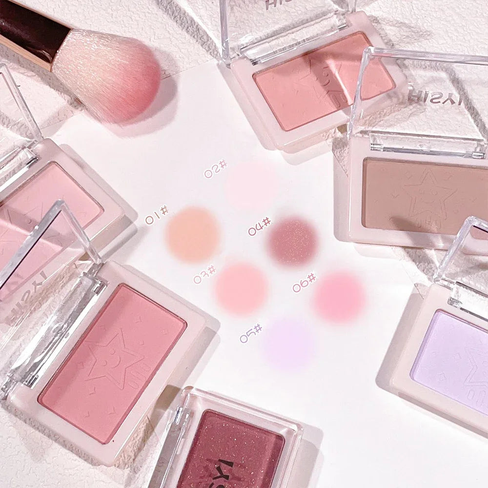 HISYI Peach Powder monochrome blush long-term durability Peach orange soft mist matte natural blush six colors available