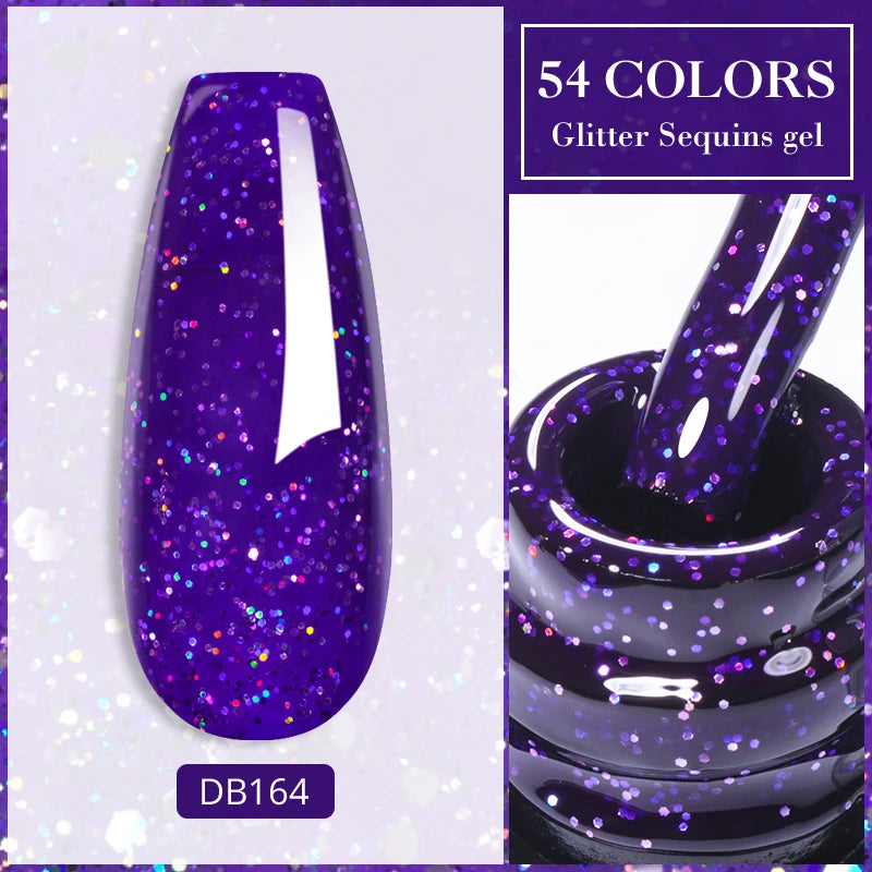 7ml Champagne Gold Sliver Reflective Nail Gel Polish Sparkling Shining Glitter Pink Red Nail Supplies Semi Permanent Gel Varnish