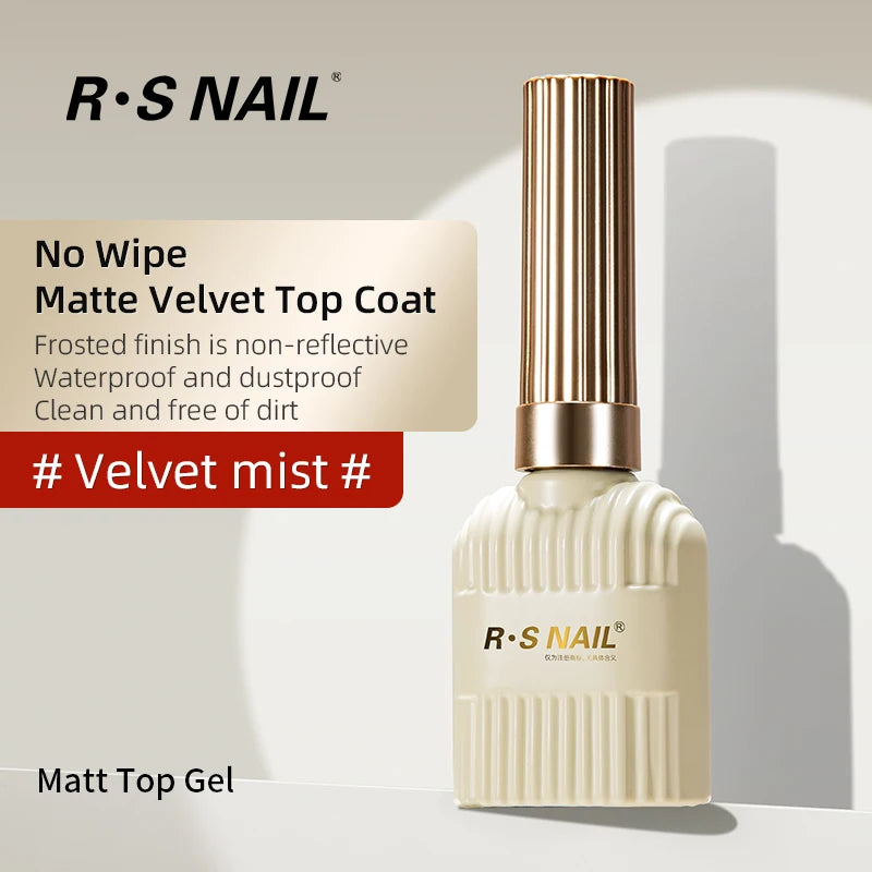 RSNAIL 10g Velvet Matte Top Coat Gel Nail Polish UV Gel Soak Off Semi-Permanent Varnish Clear Matte Top Coat Nail Art Lacquer