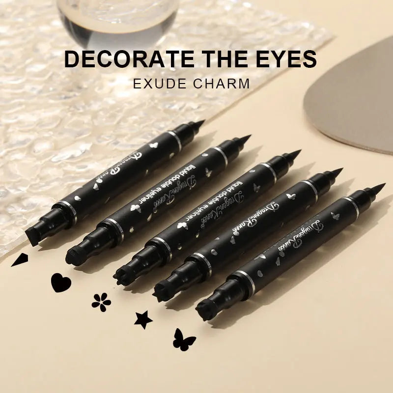 Dragon Ranee 5pcs Double-Ended Star Stamp Eyeliner Love Plum Lazy Stamp Waterproof Long Lasting Colorful Eyeliner Set