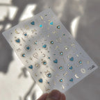 5D Gradient Love Gem Glitter Love Heart Colorful Cat's Eye Rhinestone Soft Self Adhesive Nail Art Stickers Shiny Manicure Decals