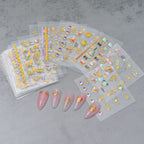 30Pcs Gold Edge Moon Heart Nail Sticker Self-Adhesive Luxury Metallic Zodiac Nail Decal Sliders Manicure Tips Nail Decoration