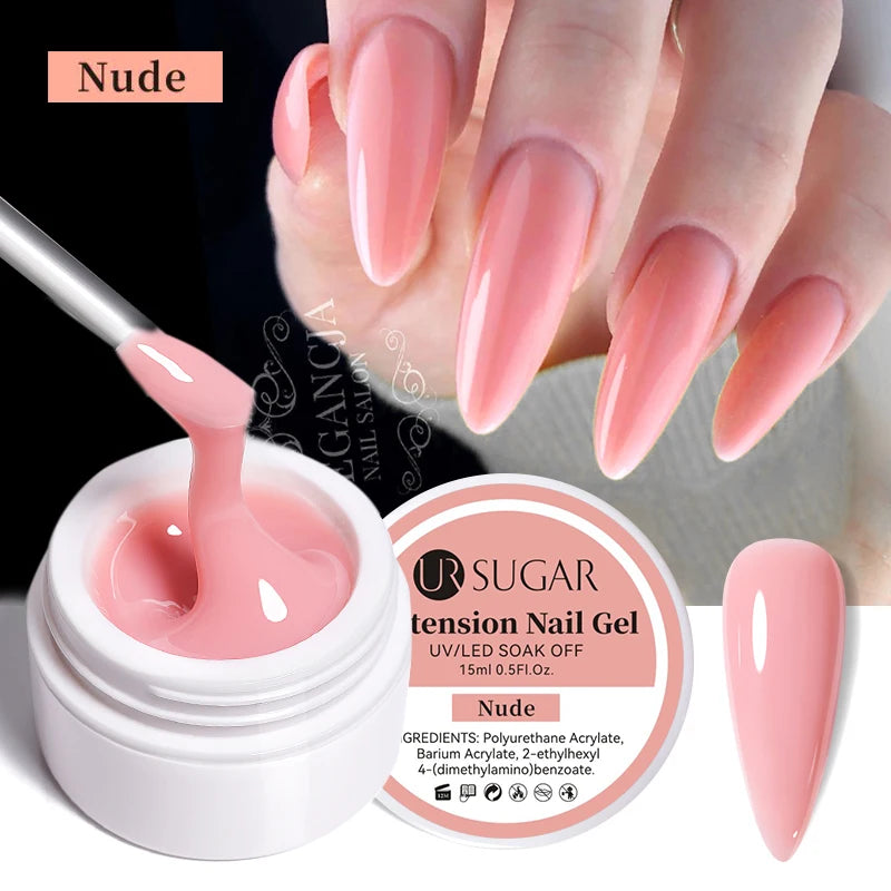 UR SUGAR Milky White Clear Pink Color 15ml Jelly Extension Nail Gel Polish Soak Off UV LED Gel Varnish Manicure Tips Tools
