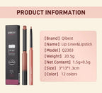2pcs Lipstick Lipliner Pen Set Matte Waterproof Lip Liner Pencil Contour Makeup Sexy Red Lip Stick Long Lasting Cosmetics Beauty