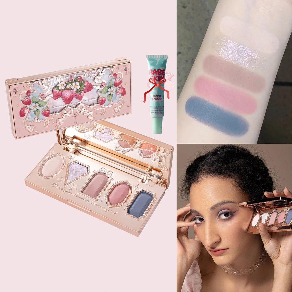 Flower Knows Chocolate Wonder-Shop 8-Color Eyeshadow Palette Matte Shimmer Waterproof Highly Pigmented Long Lasting Makeup