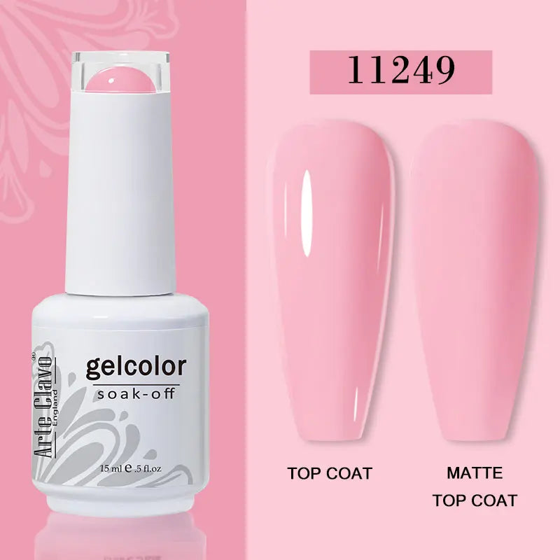 Arte Clavo Transparent Nude Pink Color Jelly Gel Nail Polish Semi Permanent 15ml Top Coat Soak Off UVLED Varnish Nail Art Design