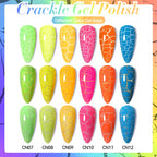 LILYCUTE 7ml Neon Crackle Gel Nail Polish Summer Fluorescent Quick Drying Semi Permanent UV Gel Nail Art Varnish DIY Manicure