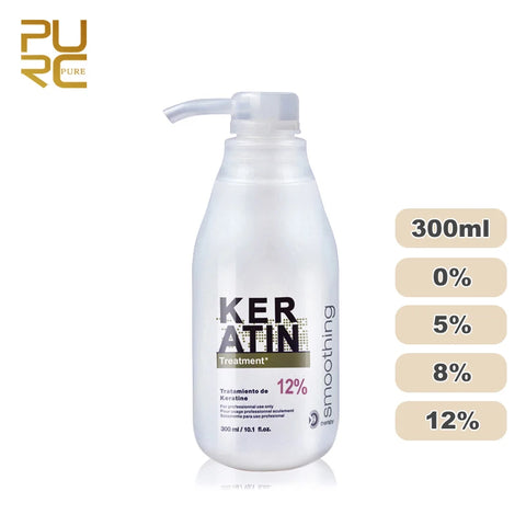 PURC Brazilian Keratin Hair Treatment Formalin Curly Hair Straightening Smoothing Product 0% 5% 8% 12% 300ml