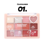 12-in-1 Eyeshadow Palette - Heart Design with Matte & Shimmer Browns, Soft Micro-Sparkle, Long-Lasting & Highly Pigmented