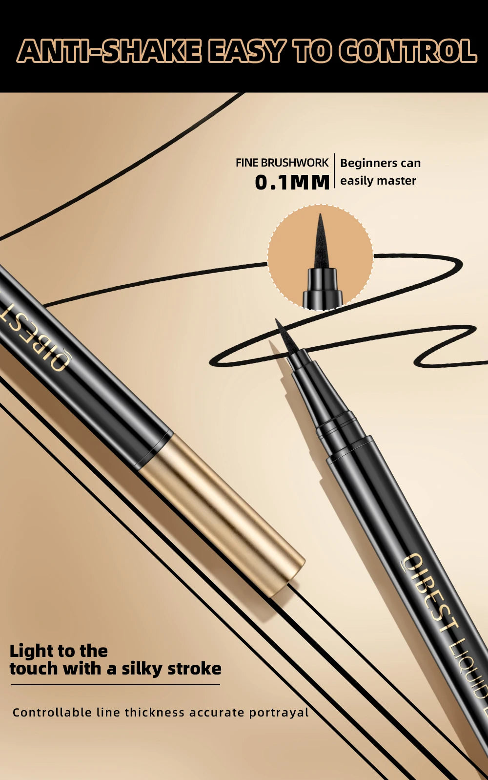 Long Lasting Black Liquid Eyeliner Waterproof Eye Liner Pencil Quick Drying Not Bloom Natural Eyeliner Liquid Pen Cosmetic Tools