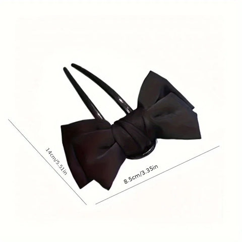 1pc Fashion Women's Bow U-shaped Hair Clip Suitable for Girl Daily Wear Accessory Elegant Black Boutique Hairpin Hair Accessory